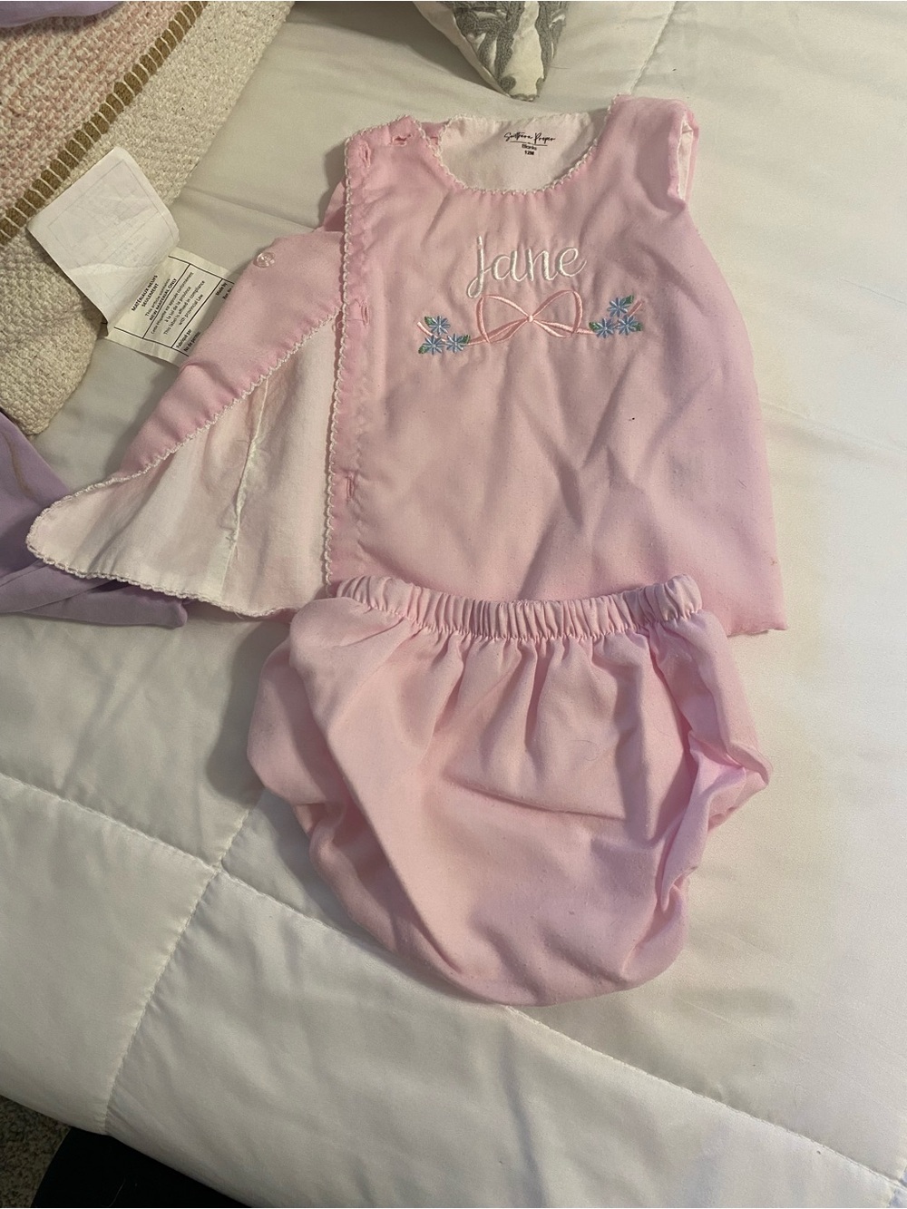 Southern Proper Pink Embroidered Baby Two-Piece Set